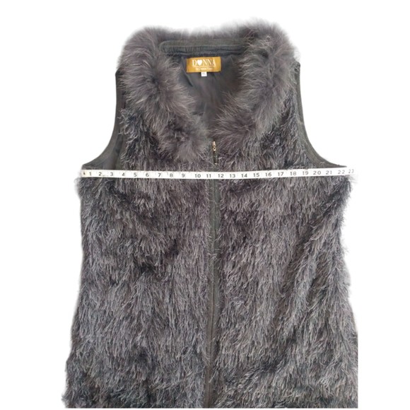Donna by Donna Vinci Grey Gray Fur Women's Lady's Zip Up Vest Pockets Size XL - Picture 7 of 10